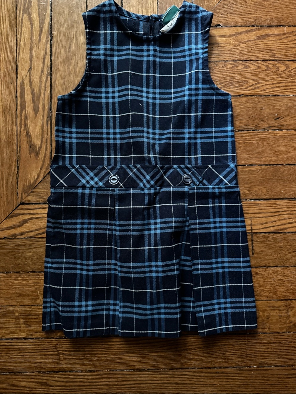 Flynn O’Hara Girls Navy and Light Blue Plaid School Jumper Dress Size 4 G